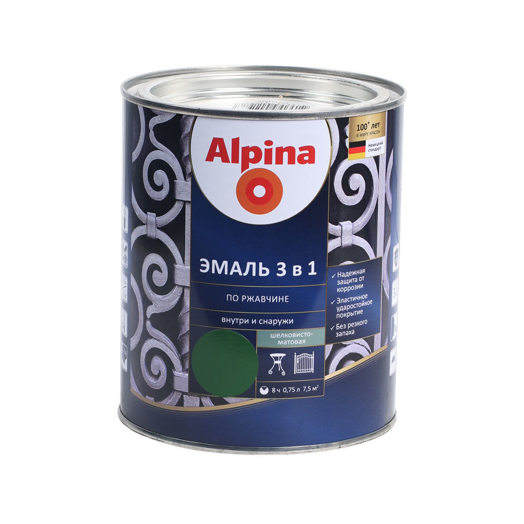 2.5ლ ემალის გრუნტ-საღებავი 3in1  ALPINA RAL 6002 — ზეთის საღებავი