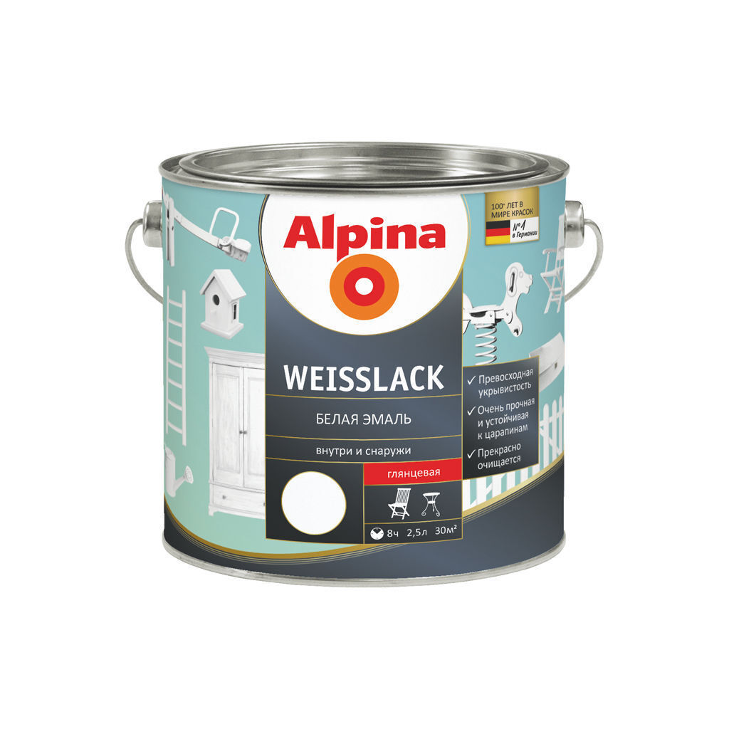 ხის ლაქი AX BY AP Weisslack SM 2,5 LT — ზეთის საღებავი