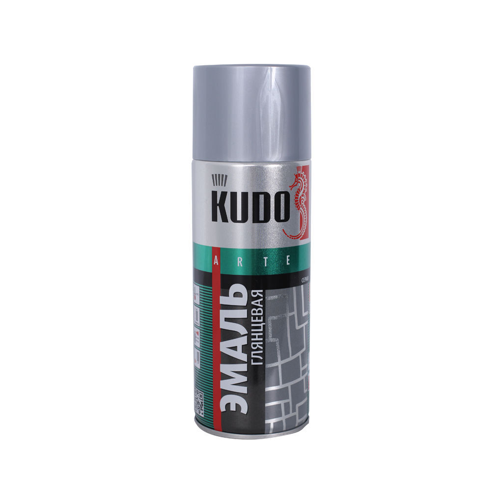 უნივერსალური სპრეი ემალი ნაცრისფერი 0.52 ლ KUDO — სპრეი საღებავი