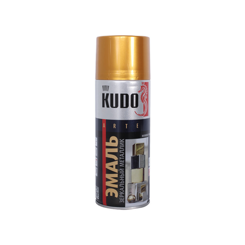 უნივერსალური სპრეი ემალი ოქროსფერი 0.52 ლ KUDO — სპრეი საღებავი