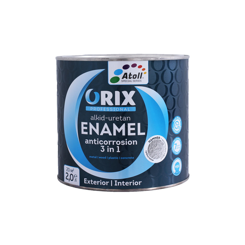 2კგ ანტიკოროზიული საღებავი ვერცხლისფერი ORIX HAMMER — ანტიკოროზიული საღებავი