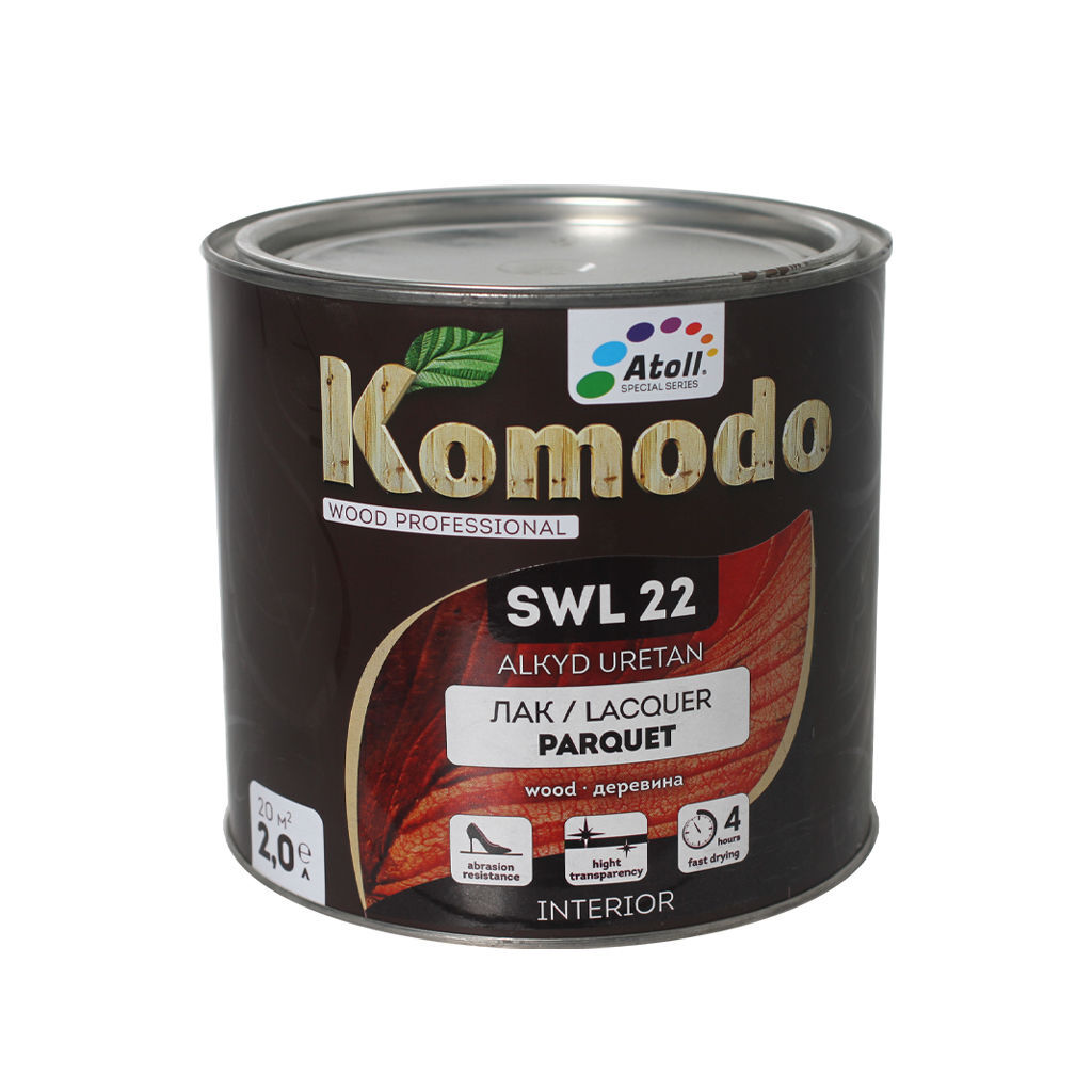2ლ პარკეტის ლაქი ნ/მქრქალი COMODO SWL-22 — ლაქი