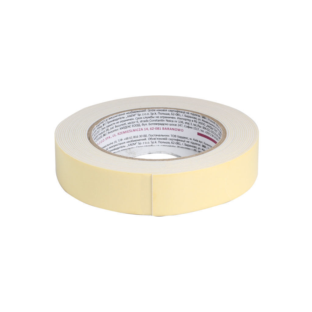 ორმხვრივი წებოვანი ლენტი 25X5მ HARDY 0310-780525 — სამღებრო ხელსაწყოები