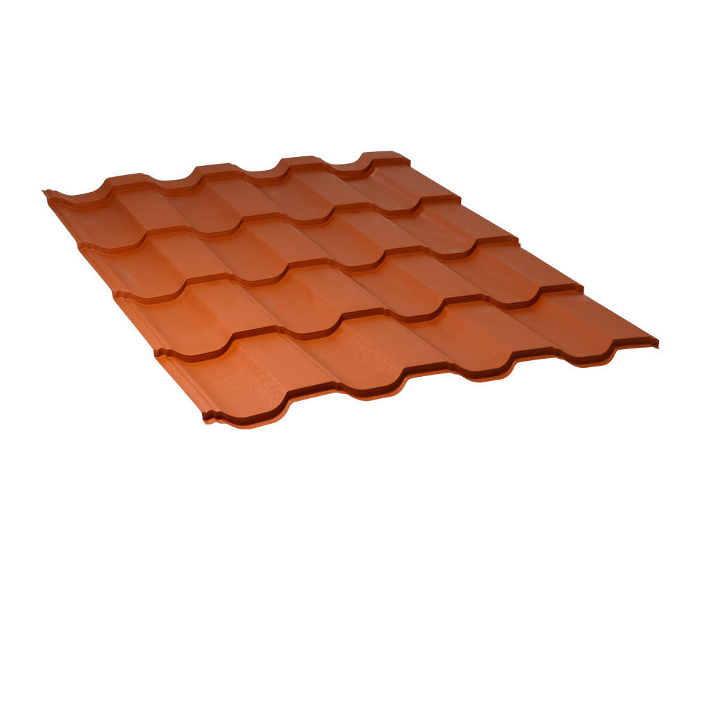მეტალოკრამიტი ფერადი თუნუქის სახურავი 0.5X1200 ხაოიანი RAL 8004 NOVA — თუნუქის სახურავი
