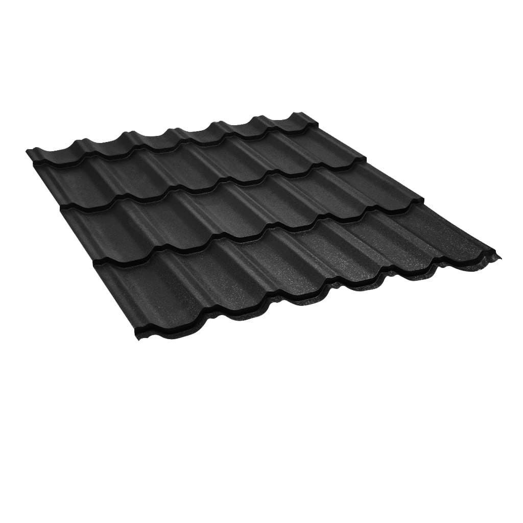 მეტალოკრამიტი ფერადი თუნუქის სახურავი 0.45X1200 ხაოიანი RAL9005 (სამხრეთ კორეა) NOVA — თუნუქის სახურავი