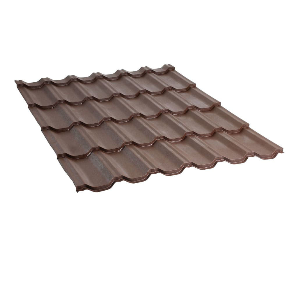 მეტალოკრამიტი ფერადი თუნუქის სახურავი 0.4X1200 ხაოიანი RAL 8019 NOVA — თუნუქის სახურავი