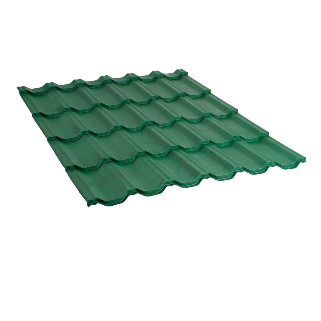 მეტალოკრამიტი ფერადი თუნუქის სახურავი 0.4X1200 ხაოიანი RAL 6005 NOVA — თუნუქის სახურავი