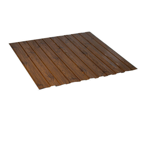 პროფილირებული ფერადი თუნუქი 0.50X1190 ხაოიანი WOOD DARK (ტრაპეცია, H7) (ორმხრივი) NOVA — თუნუქის სახურავი