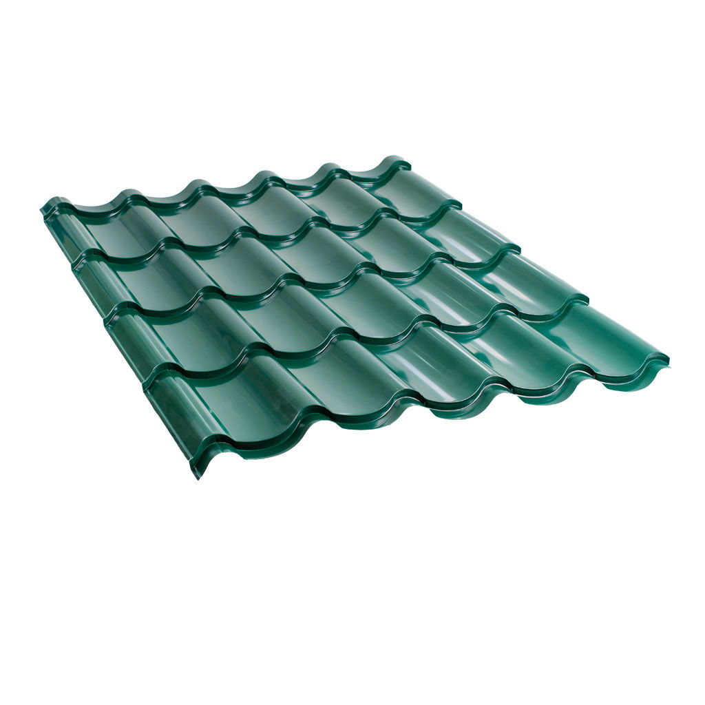 მეტალოკრამიტი ფერადი თუნუქის სახურავი 0.4X1180 პრიალა RAL 6005 NOVA — თუნუქის სახურავი