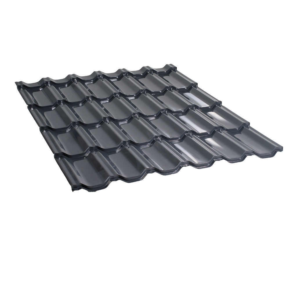 მეტალოკრამიტი ფერადი თუნუქის სახურავი 0.4X1200 პრიალა RAL7024 NOVA — თუნუქის სახურავი