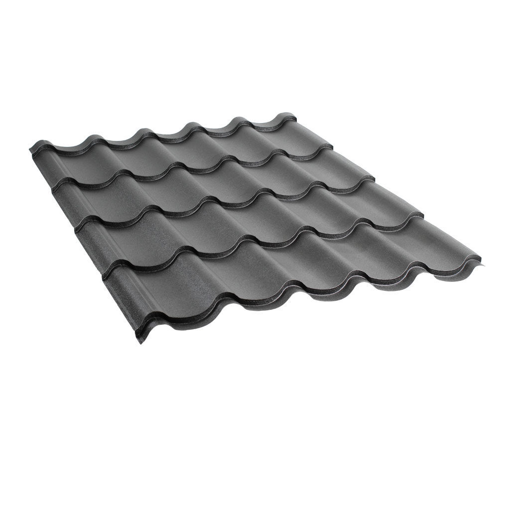 მეტალოკრამიტი ფერადი თუნუქის სახურავი 0.5X1180 ხაოიანი RAL9005 NOVA — თუნუქის სახურავი