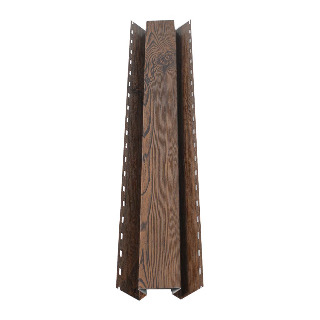 საიდინგის შიდა კუთხის პროფილი (2მ) ხაოიანი WOOD DARK NOVA — სახურავის აქსესუარები