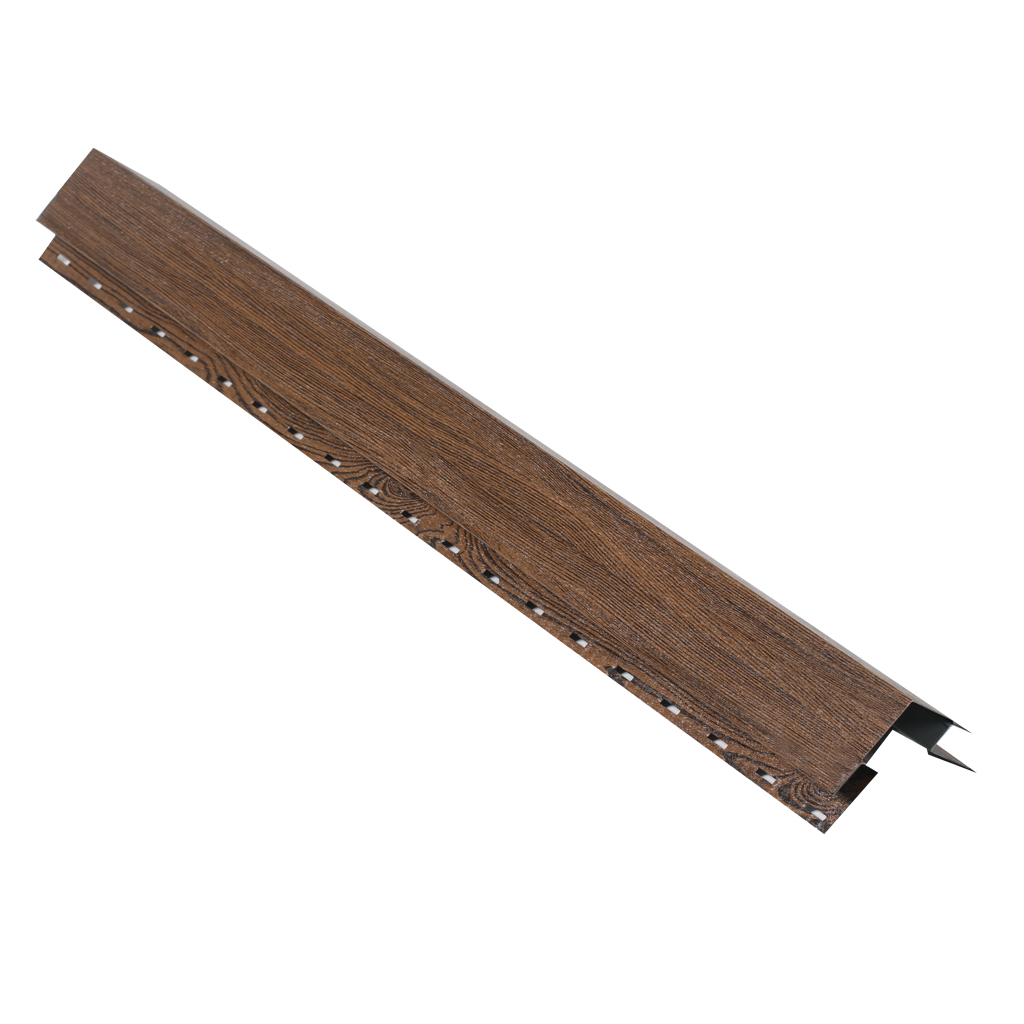 საიდინგის გარე კუთხის პროფილი (2მ) ხაოიანი WOOD DARK NOVA — სახურავის აქსესუარები