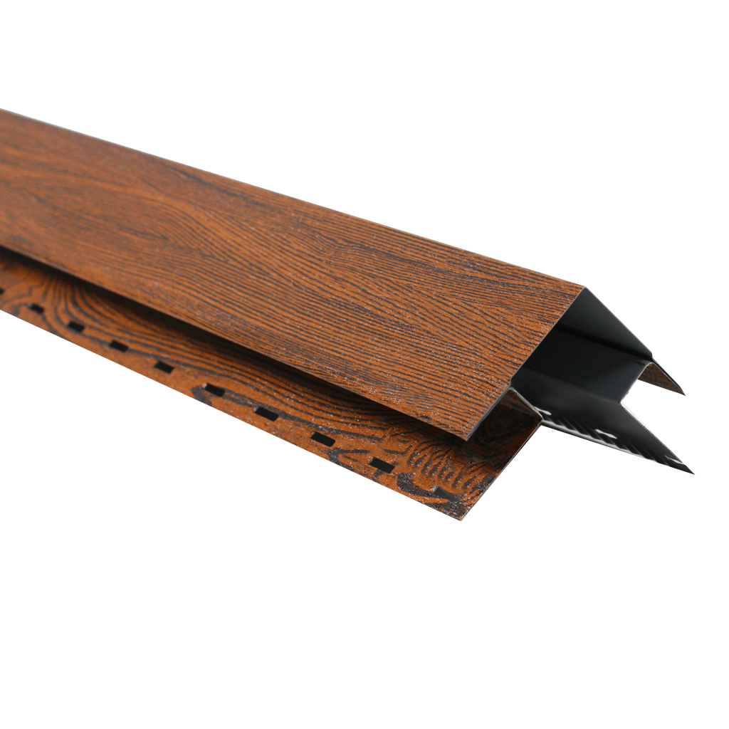 საიდინგის გარე კუთხის პროფილი (3მ) ხაოიანი WOOD NOVA — სახურავის აქსესუარები
