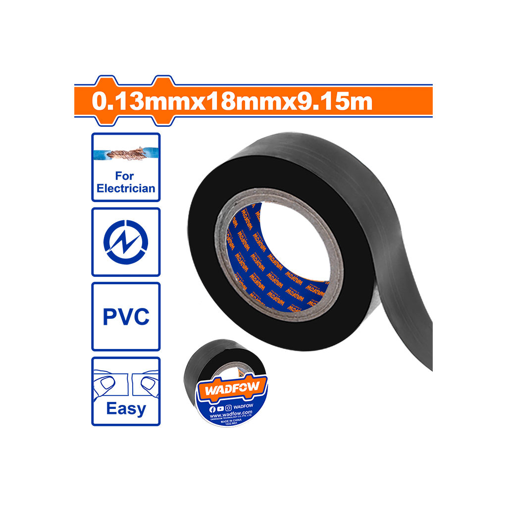 საიზოლაციო ლენტი 0.13მმX18მმX9.15მ PVC (WPN1103) WADFOW — თერმოსაიზოლაციო მილი