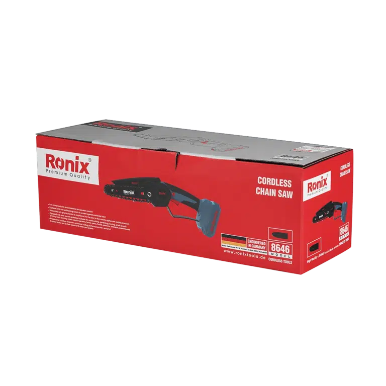 უსადენო ჯაჭვური ხერხი Ronix-8646c 20v ელემენტის გარეშე — ელექტრო ხერხები