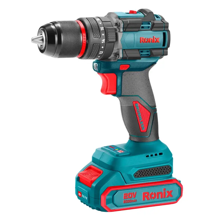 უსადენო უნახშირო ბურღი-სახრახნისი Ronix-8670 20V 60 nm — დრელები