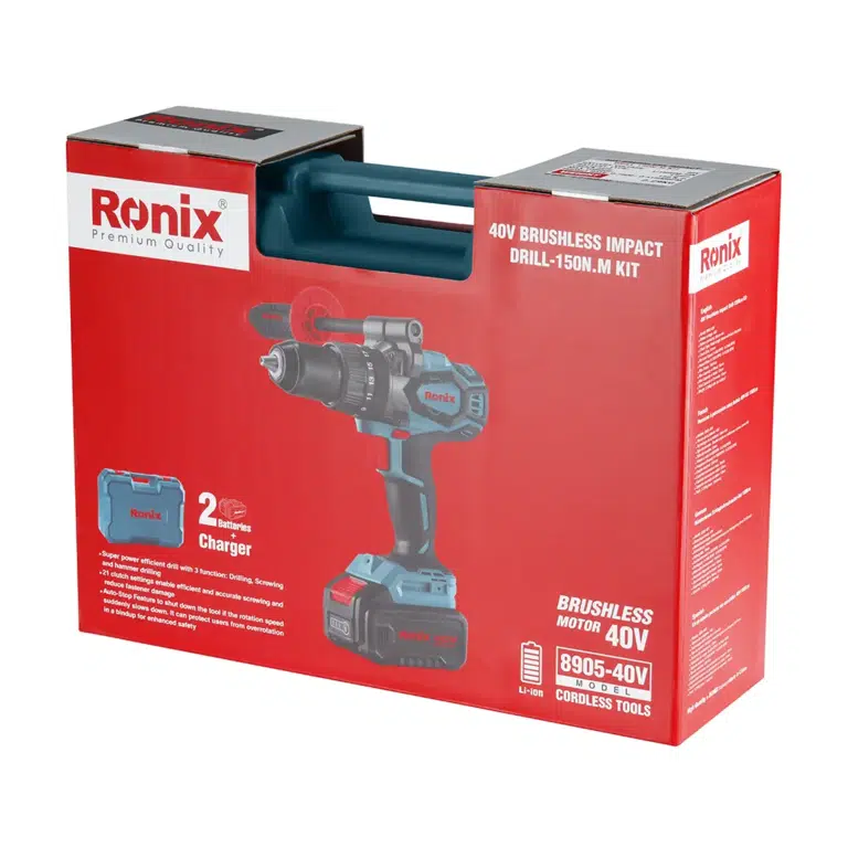 უნახშირო დარტყმითი სახრახნისი Ronix-8905-40V, 150 Nm — სხვა აქსესუარები