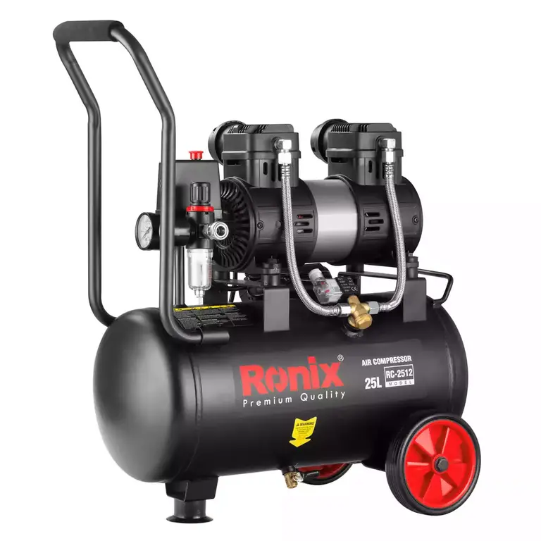 ჰაერის ჩუმი კომპრესორი Ronix RC-2512, 25ლ, 8 ბარი, 1.8HP — კომპრესორები