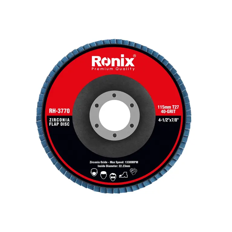 ცირკონის სახეხი დისკი ზუმფარა Ronix RH-3770, 115მმ P40 — დისკები