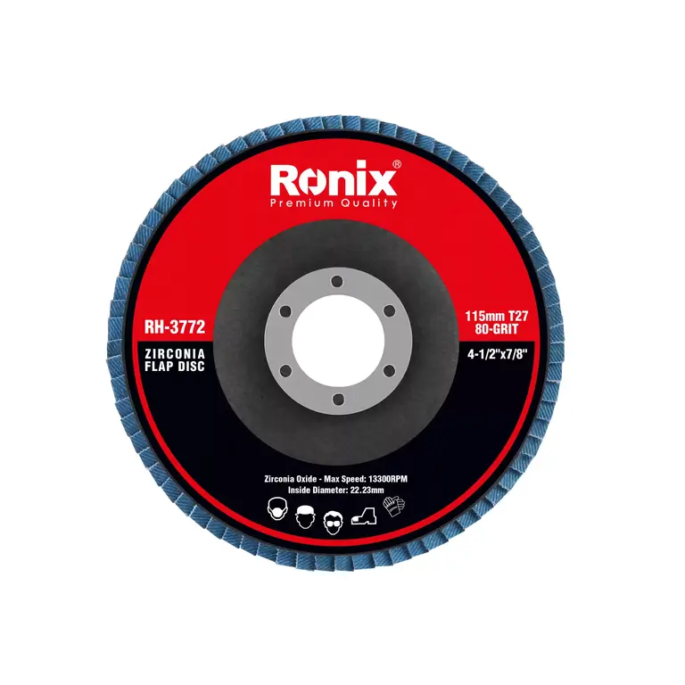 ცირკონის სახეხი დისკი ზუმფარა Ronix RH-3772, 115მმ P80 — დისკები