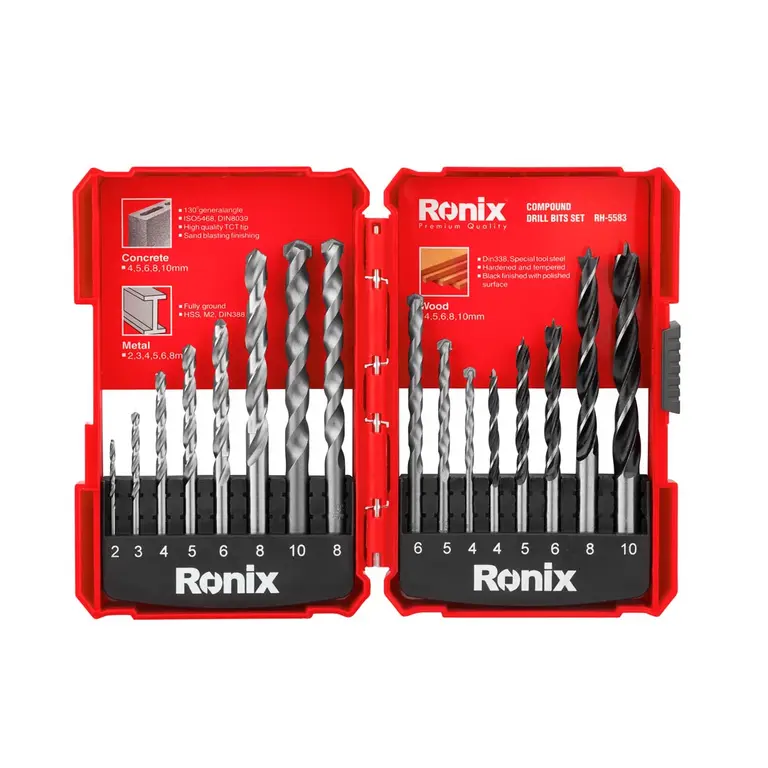 მულტი გამოყენების ბურღების ნაკრები Ronix RH-5583 16ც — ბურღები