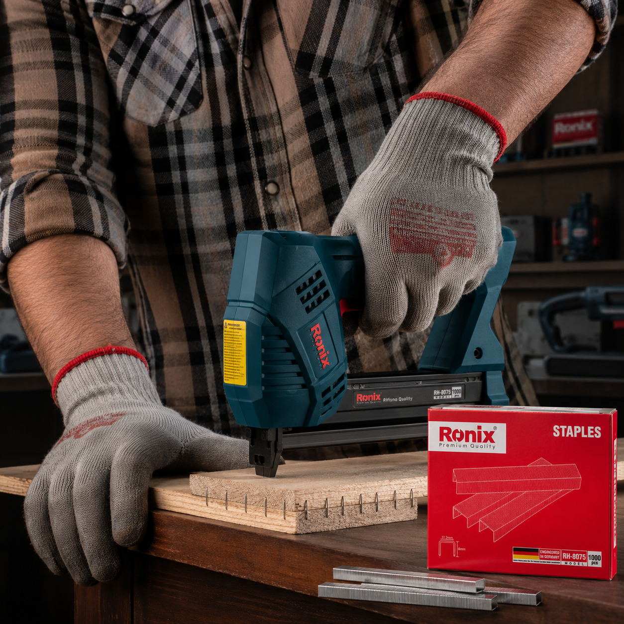 სტეპლერის ტყვიები 1008F Ronix RH-8075, 1000ც 8/11.2/0.7 მმ — სარემონტო აქსესუარები