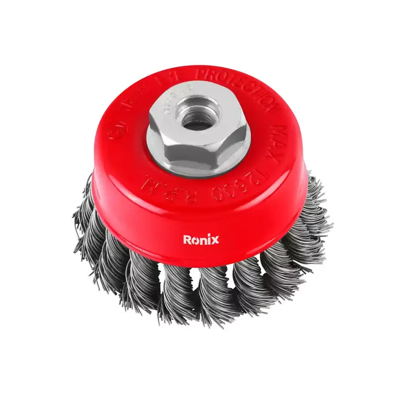 ჯამისებრი ხვეული მავთულის ჯაგრისი RONIX RH-9942, 75 მმ — სარემონტო აქსესუარები