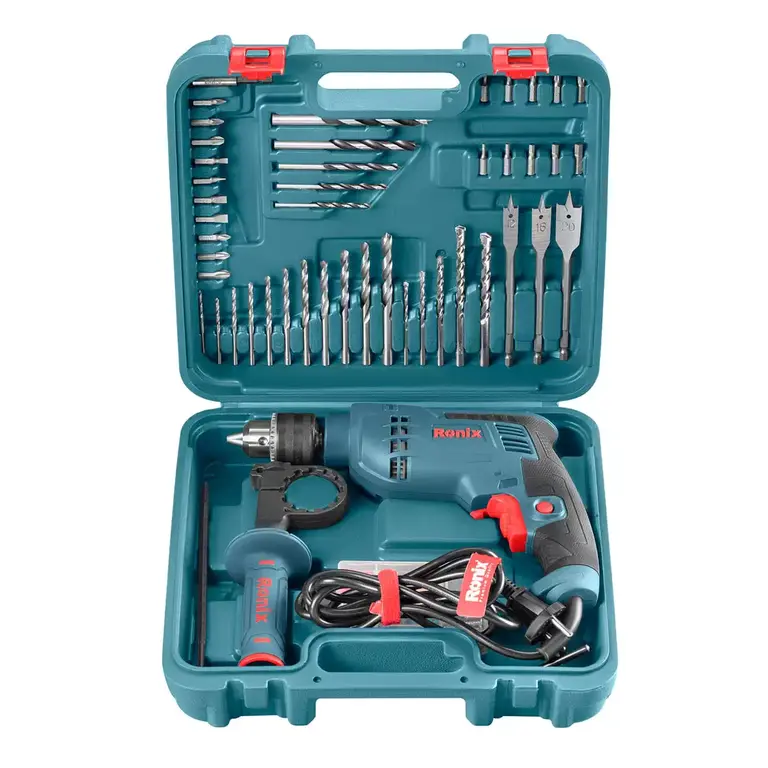 დარტყმითი ბურღის ნაკრები Ronix RS-0006 52ც 750w 13მმ — ბურღები