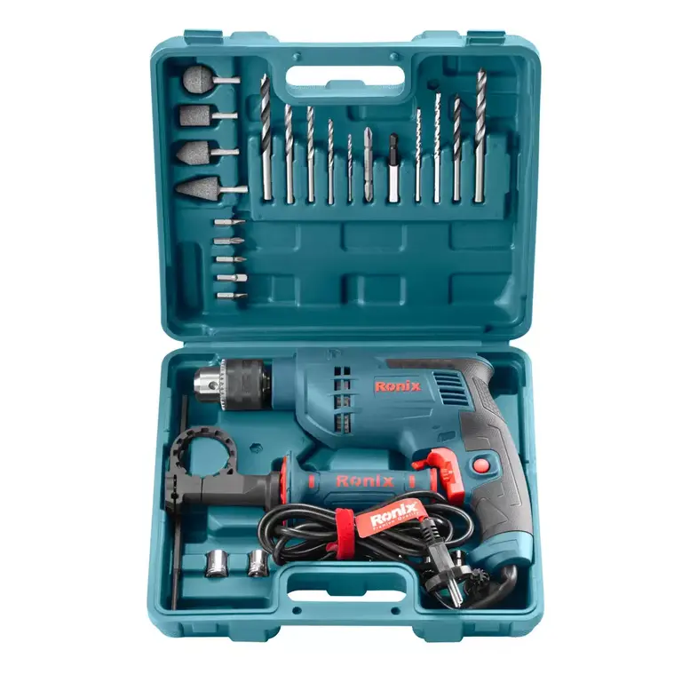 დარტყმითი ბურღის ნაკრები Ronix RS-0007 29ც 750w 13მმ — ბურღები