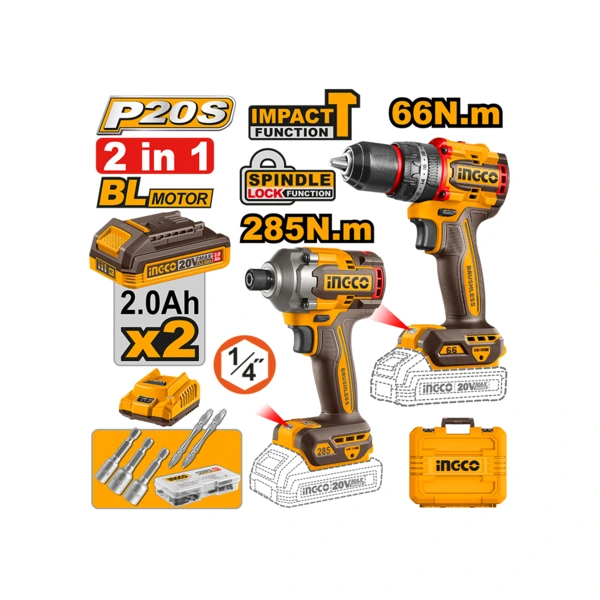 Комплект из 2 электрических шуруповёртов Li-ion Proline 20V/2Ah (CKLI20277)