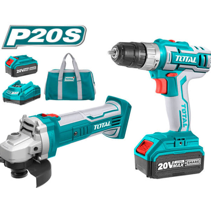 Cordless drill driver and cordless angle cutting machine TOTAL (TCKLI2009)